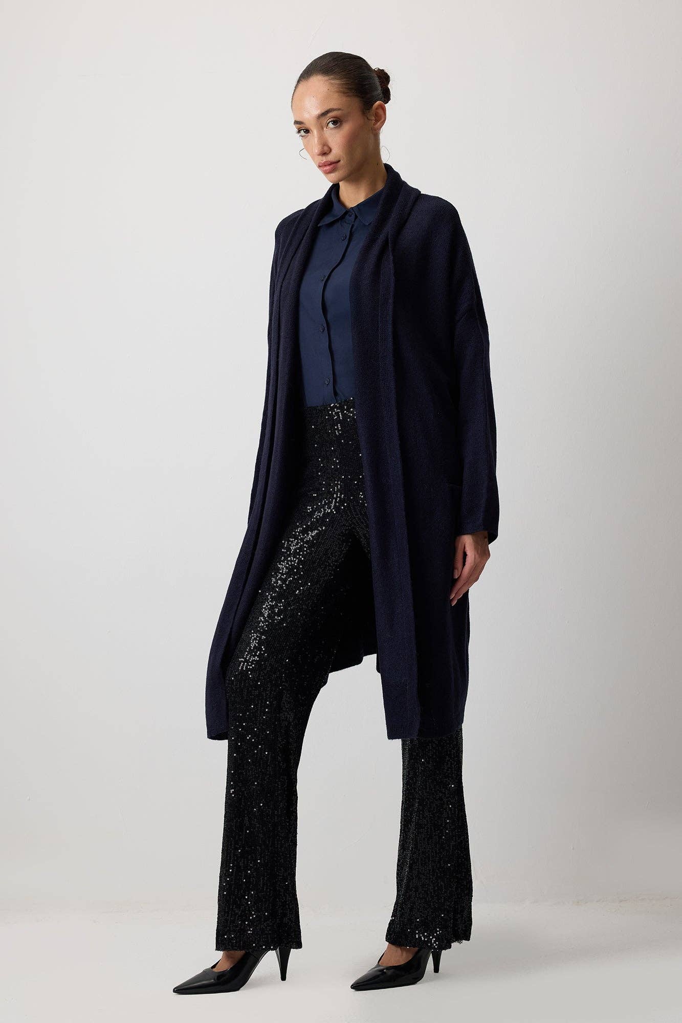 Cardigan oversize in maglia con tasche