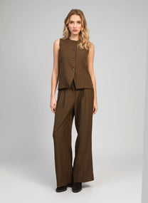 Pantaloni a vita alta ampi color militare