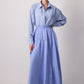 Gonna lunga azzurra con coulisse e orlo arricciato in misto cotone
