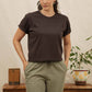 T-shirt boxy in cotone riciclato color tartufo