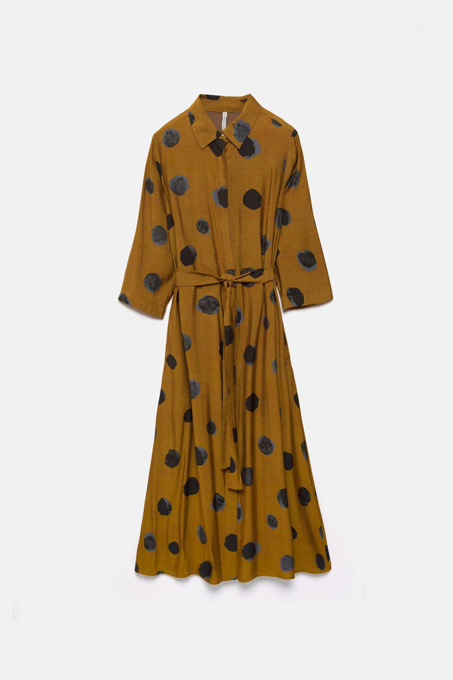 Abito chemisier a pois con cintura