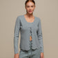Cardigan donna in maglia con scollo a V e bordo ondulato