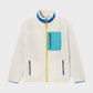 Giacca sherpa unisex con zip bicolore avorio e blu