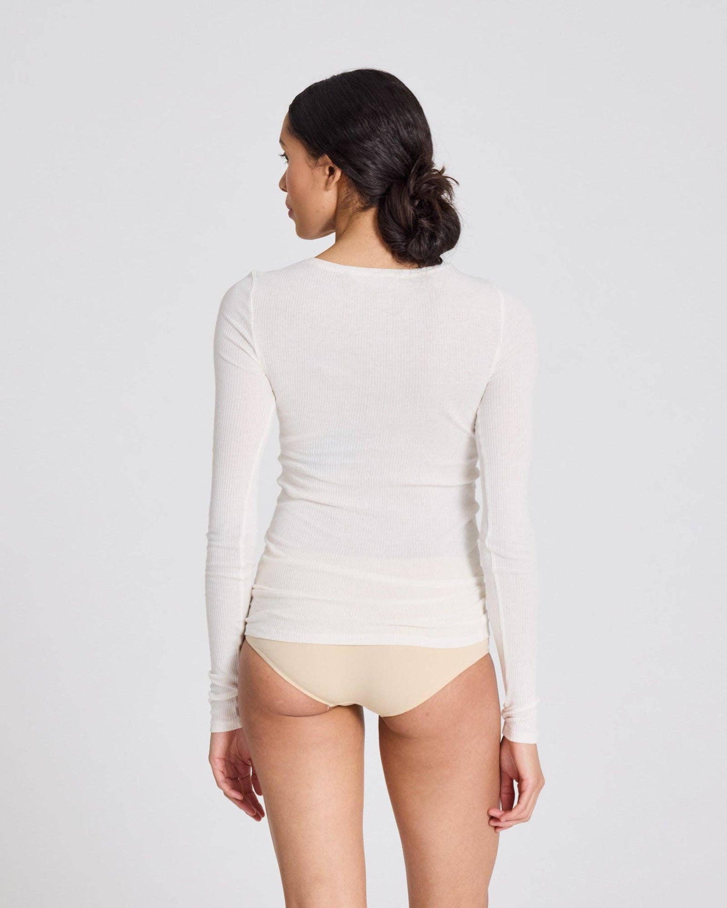 Maglia Lise a manica lunga in cotone biologico a costine off white