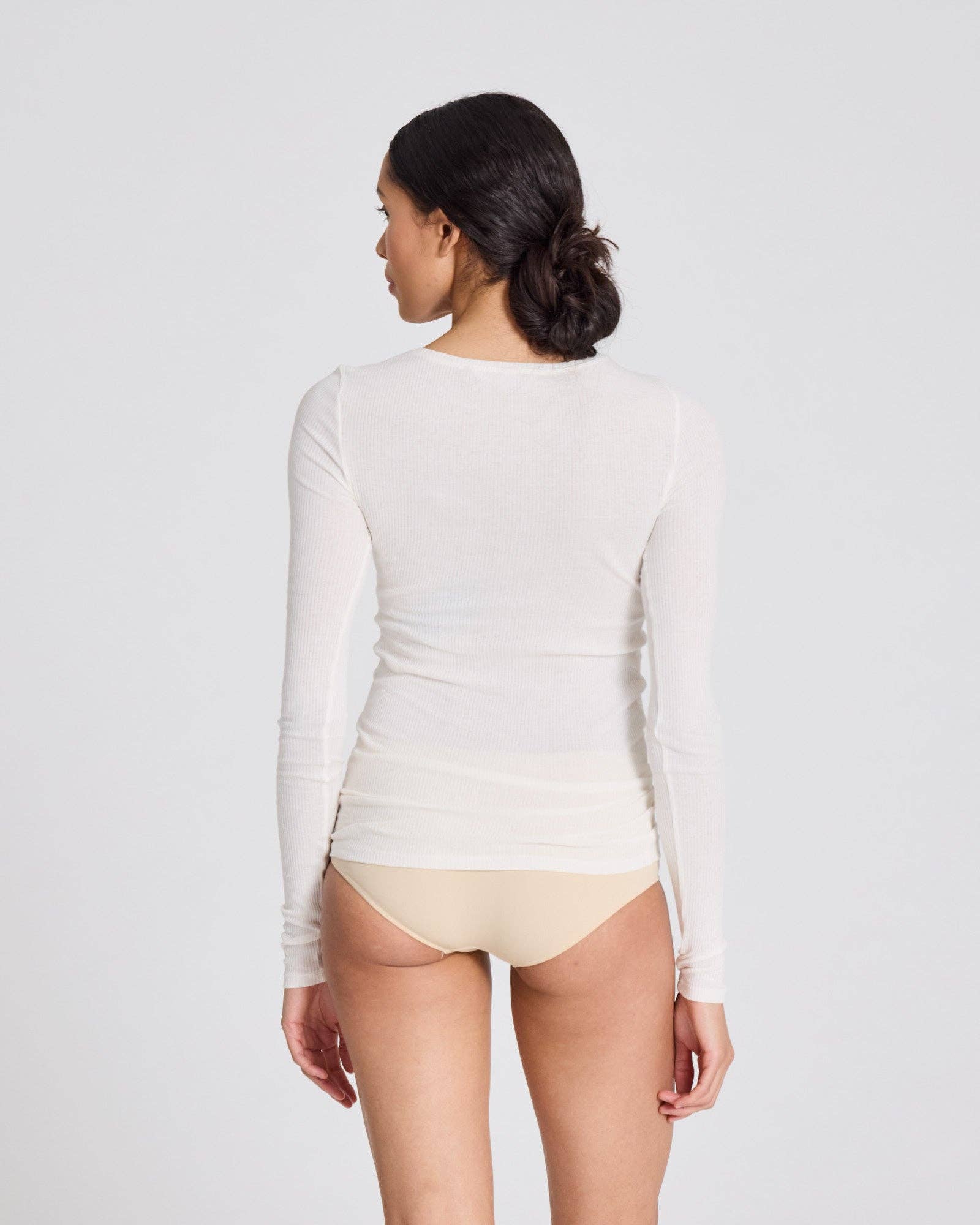 Maglia Lise a manica lunga in cotone biologico a costine off white
