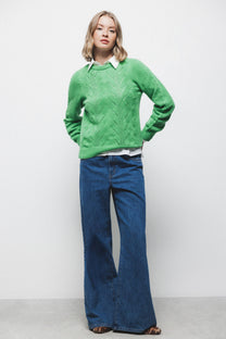 Maglione in maglia strutturata verde
