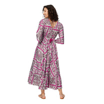 Abito estivo lungo boho con maniche a tre quarti