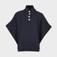Poncho in maglia blu navy con collo alto