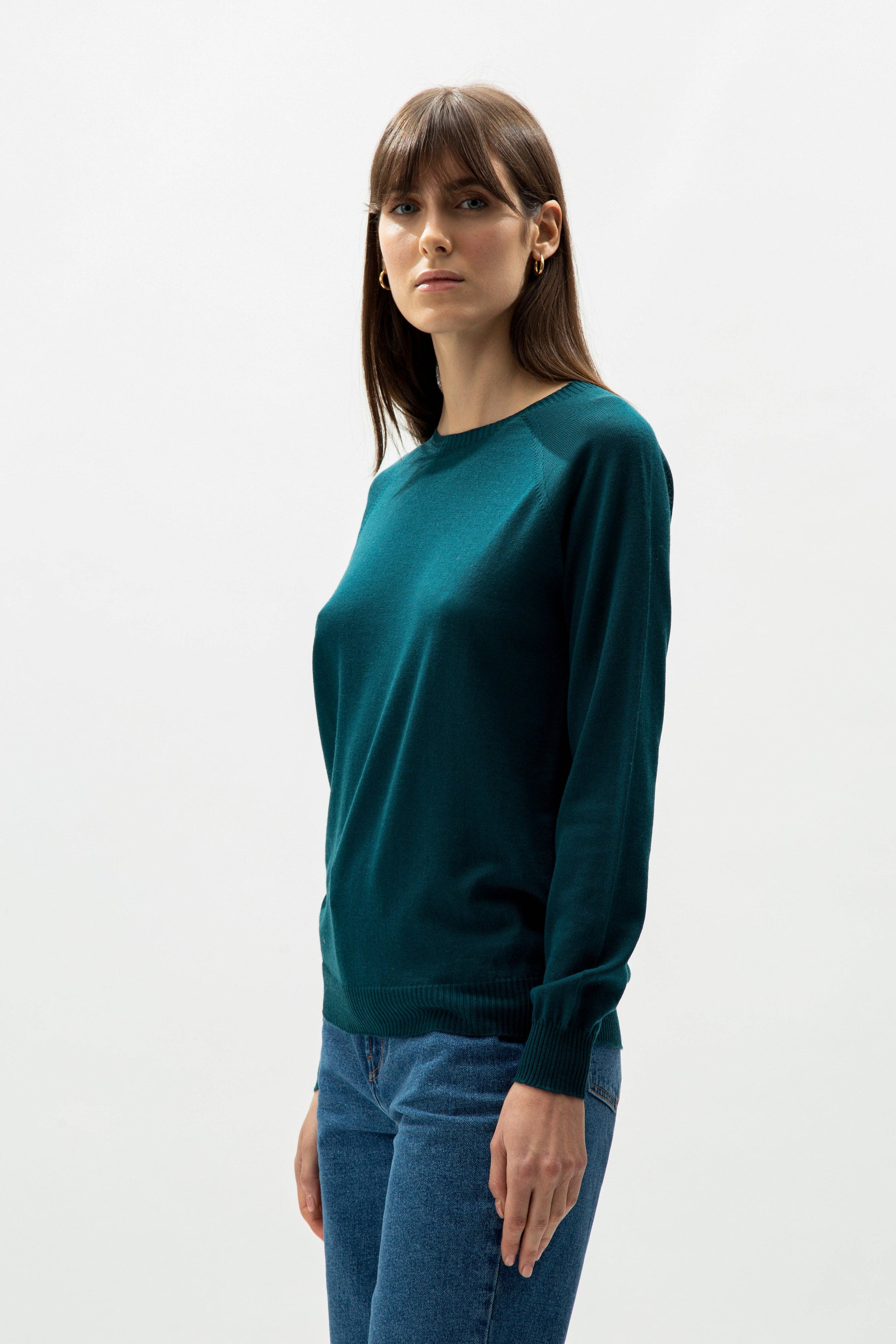 Pullover girocollo in lana merino extrafine