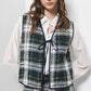 Gilet trapuntato tartan con scollo a V