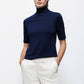 Maglione dolcevita a maglia rasata con maniche 3/4