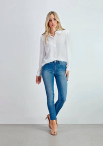 Camicia bianca con maniche plissettate