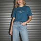 T-shirt donna oversize blu con ricamo Bendita Locura