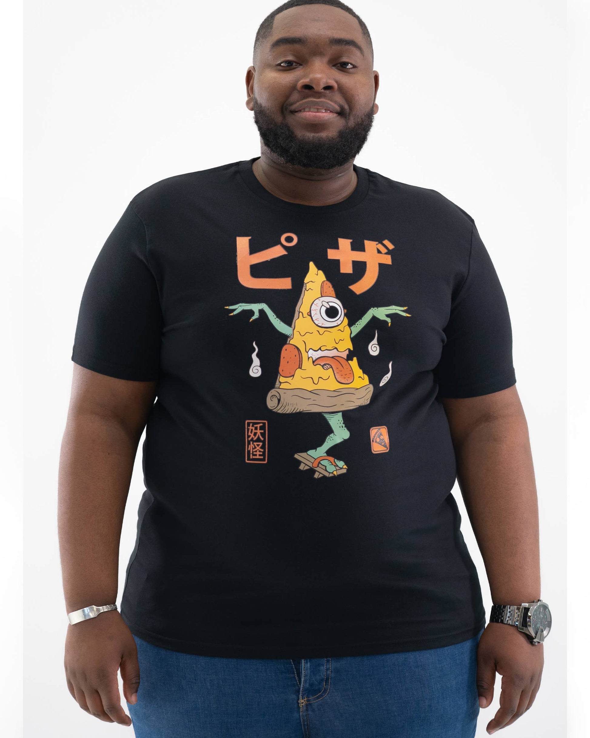 T-shirt Yokai Pizza vintage giapponese in cotone biologico