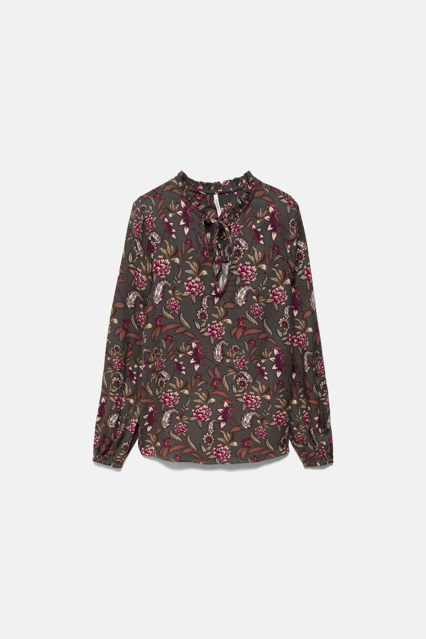 Blusa floreale con laccio al collo