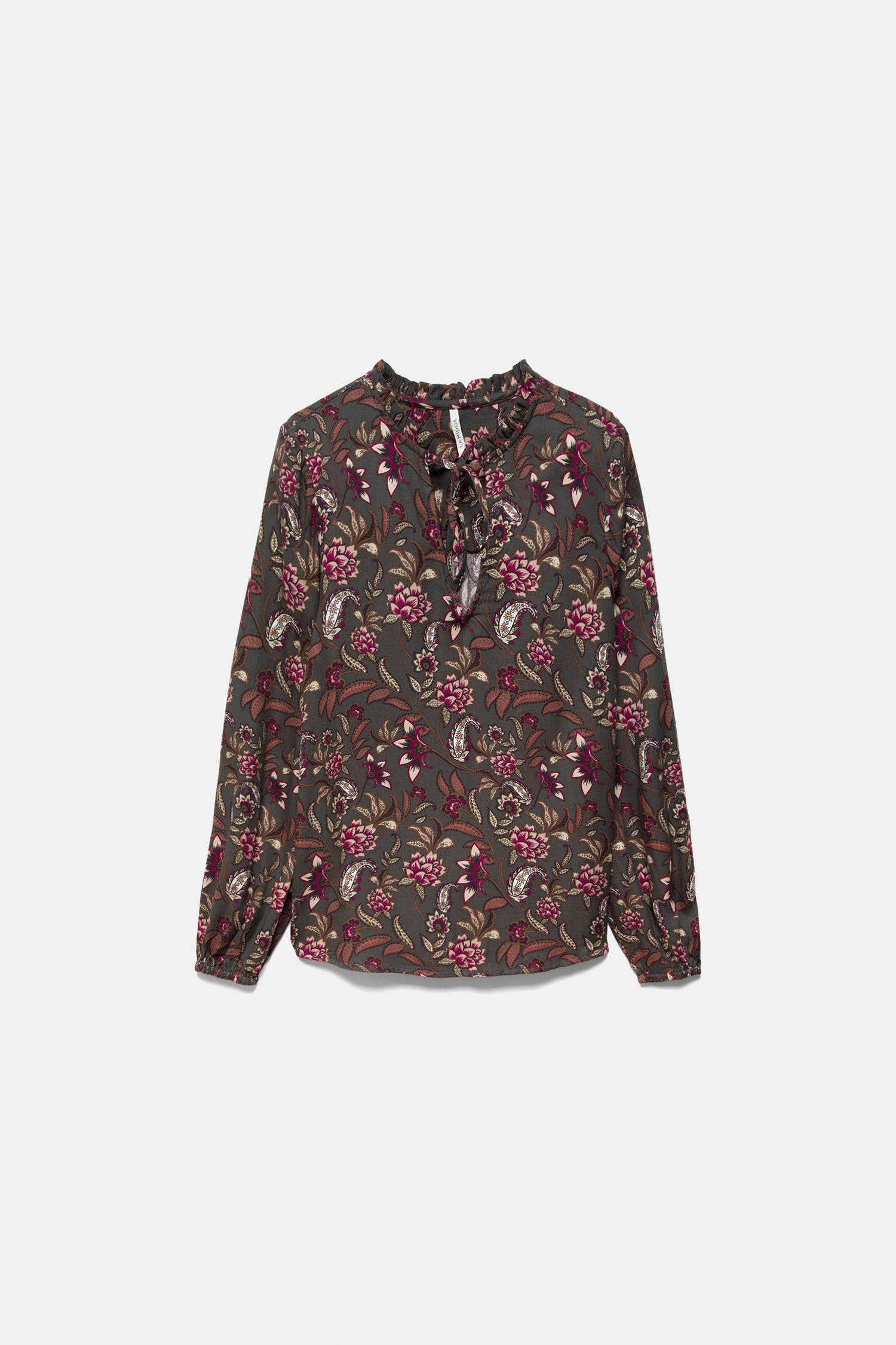 Blusa floreale con laccio al collo