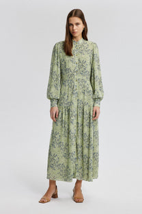 Abito camicia lungo in chiffon a fantasia floreale