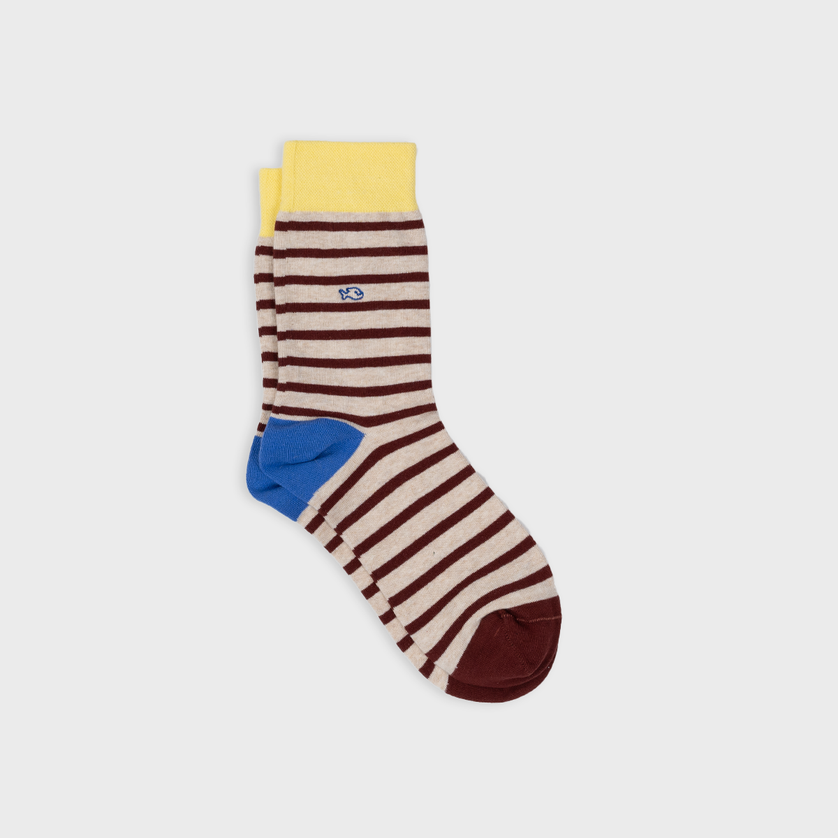 Calzini a righe in cotone pettinato beige e bordeaux