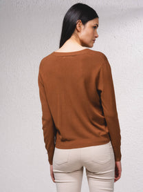 Maglione cache-cœur in maglia fine con perle