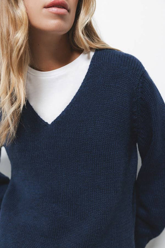 Maglione in maglia rasata con scollo a V