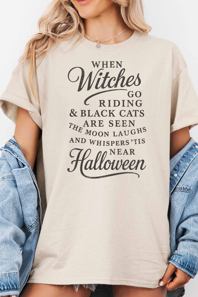 T-shirt oversize Halloween con scritta streghe