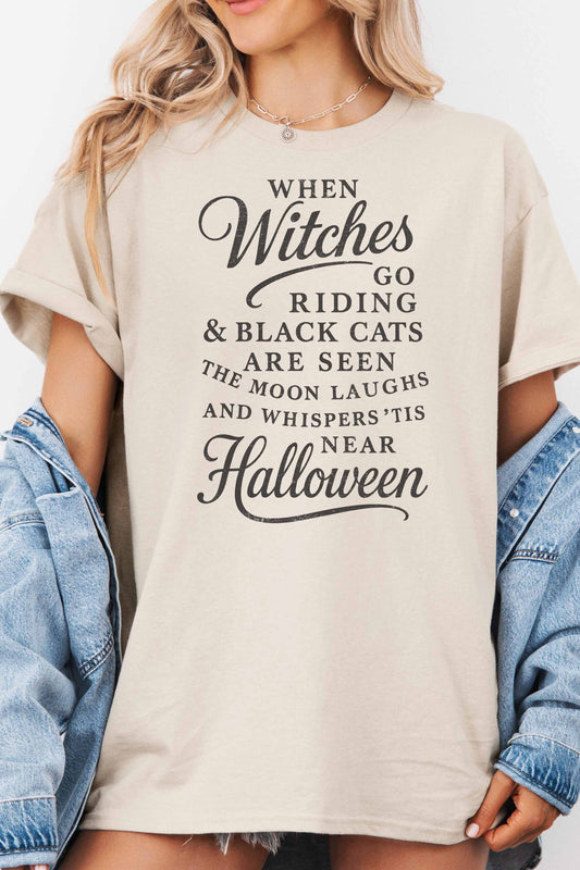 T-shirt oversize Halloween con scritta streghe