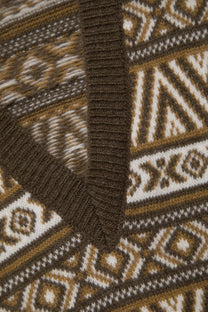 Gilet in maglia jacquard con scollo a V