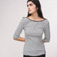 Maglione a righe aderente in cotone a costine