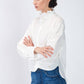 Camicia in cotone con colletto a ruches