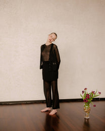 Pantaloni neri in maglia glitterata