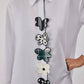 Camicia in popeline con applicazioni floreali