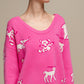 Maglione donna in maglia con fantasia teddy e animali