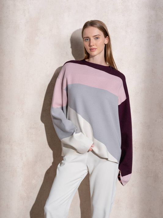 Maglione in maglia color block