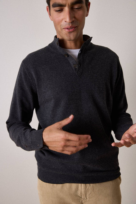 Maglione in lana merino con collo alto Shadow grigio