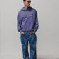 Felpa con cappuccio blu lavato oversize in cotone biologico