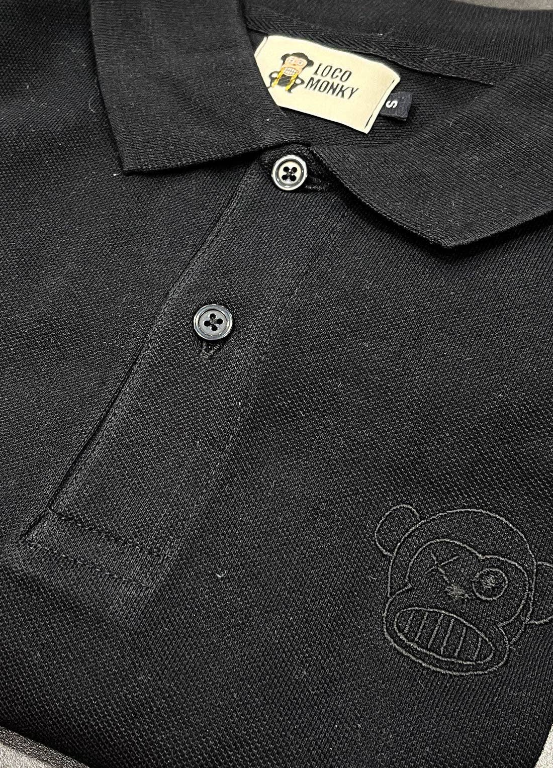 Polo uomo Hawk nera in cotone piqué