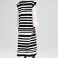Abito maxi in maglia a righe senza maniche con collo alto