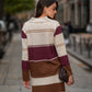 Maglione in maglia a righe con collo polo