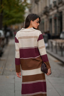 Maglione in maglia a righe con collo polo