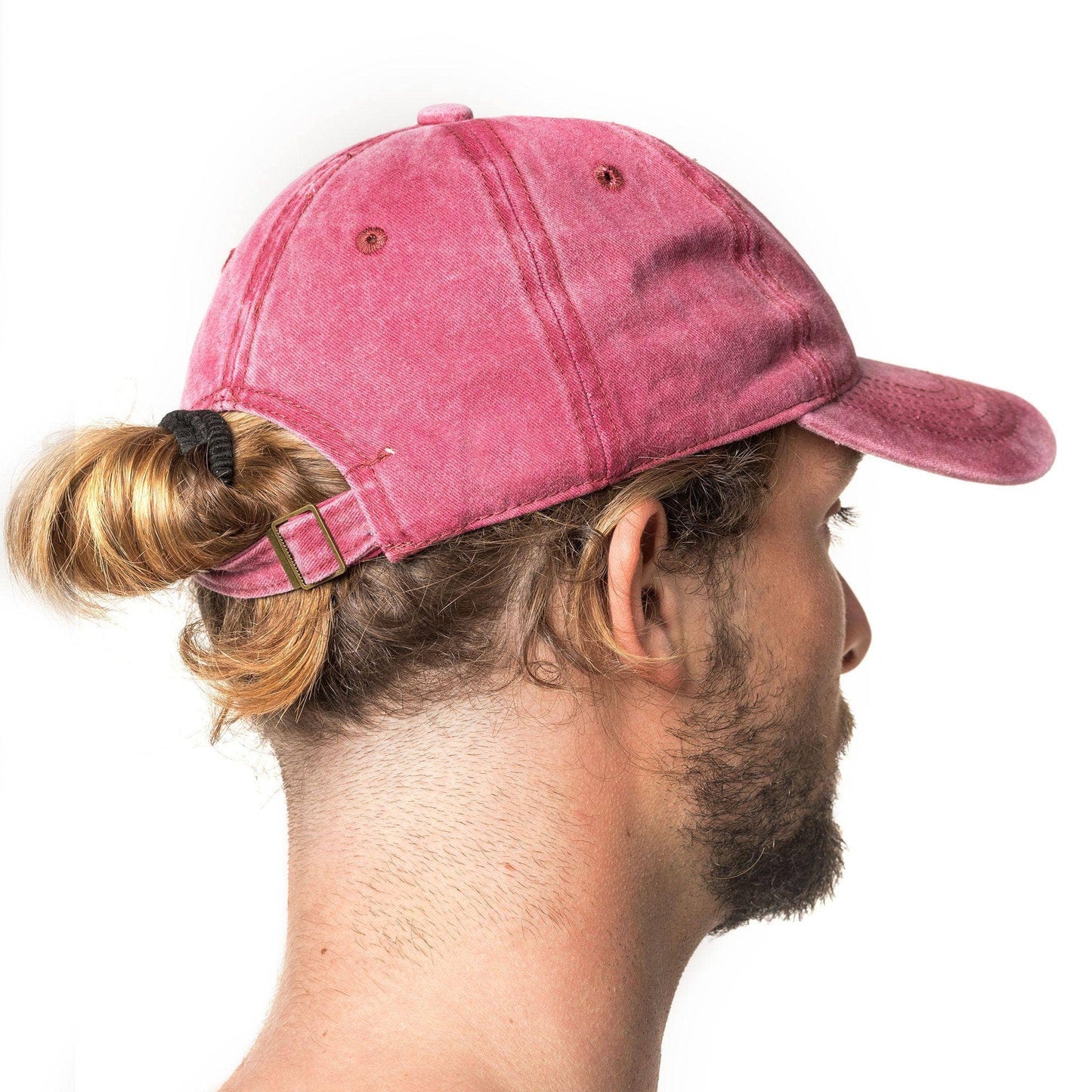 Cappellino da baseball sfumato rosso scuro con fibbia in metallo