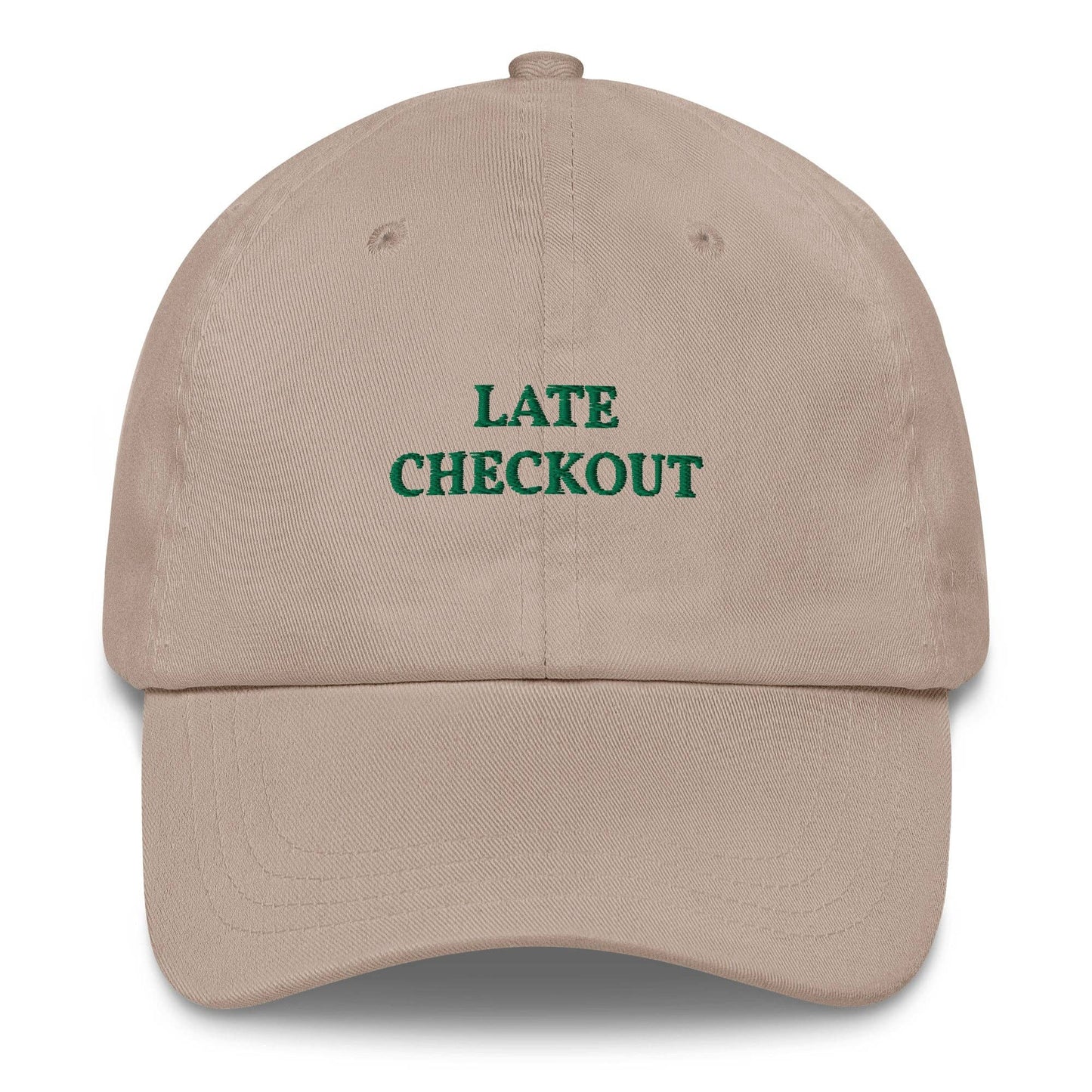 Cappellino da baseball ricamato “Late Checkout”