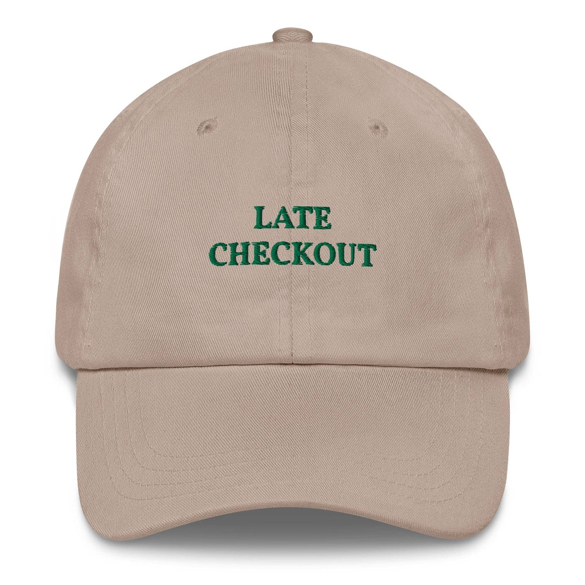 Cappellino da baseball ricamato “Late Checkout”