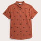 Camicia a maniche corte Lana con motivo piramidi color ruggine