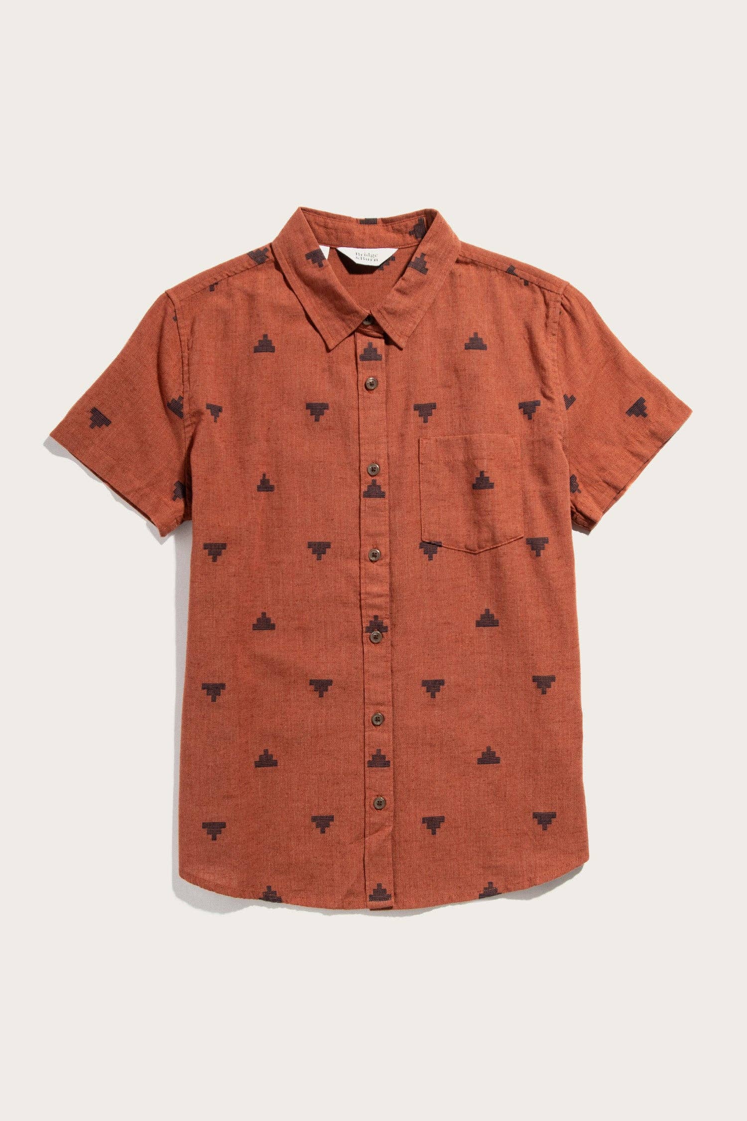 Camicia a maniche corte Lana con motivo piramidi color ruggine