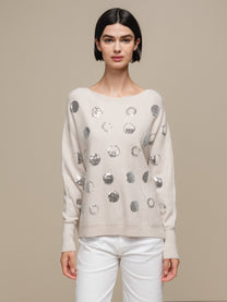 Maglione donna con paillettes a pois