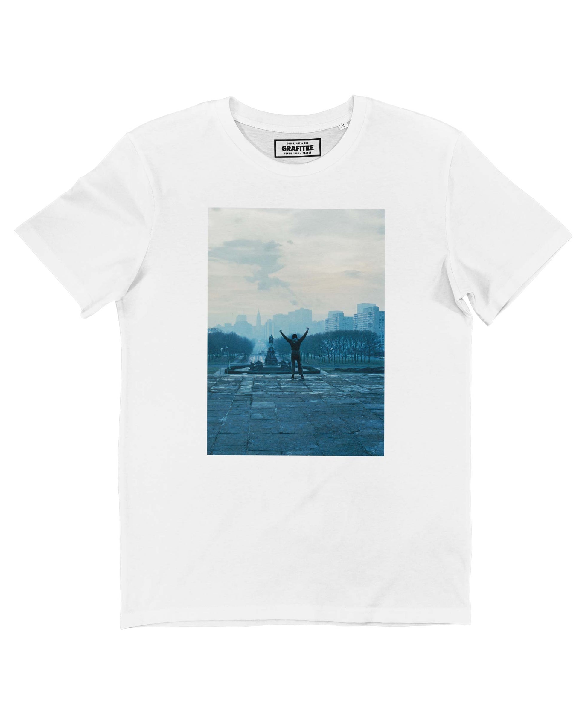 T-shirt bianca con stampa Rocky Stairs