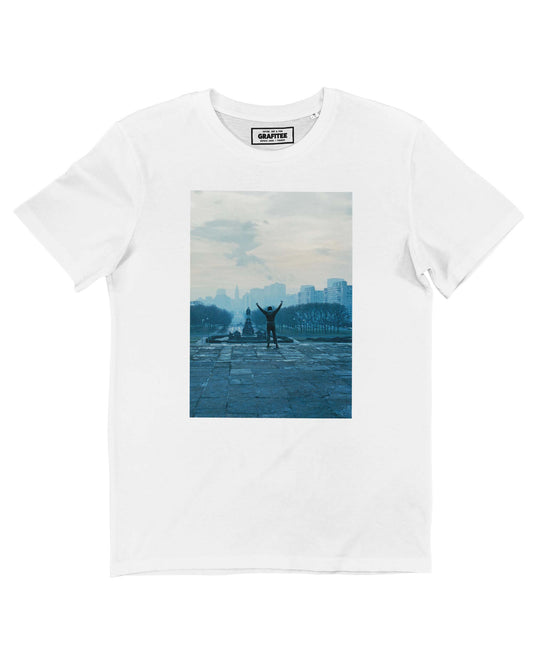 T-shirt bianca con stampa Rocky Stairs