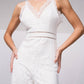 Tuta intera in pizzo con scollo a V e spalline incrociate