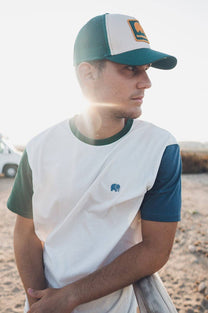 T-shirt in cotone biologico color block naturale