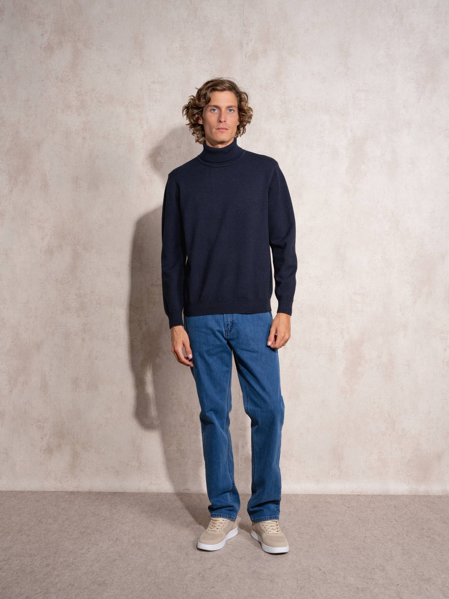 Maglione dolcevita uomo in maglia misto viscosa